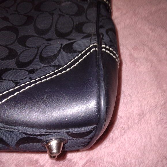 ๐HP๐ EUC Coach Hampton black signature canvas carry-all large satchel vintage - Picture 6 of 12